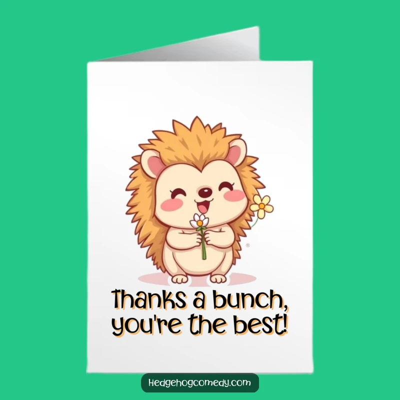 Free Printable Hedgehog Thank You Card: Flower Filled Gratitude, Print at Home