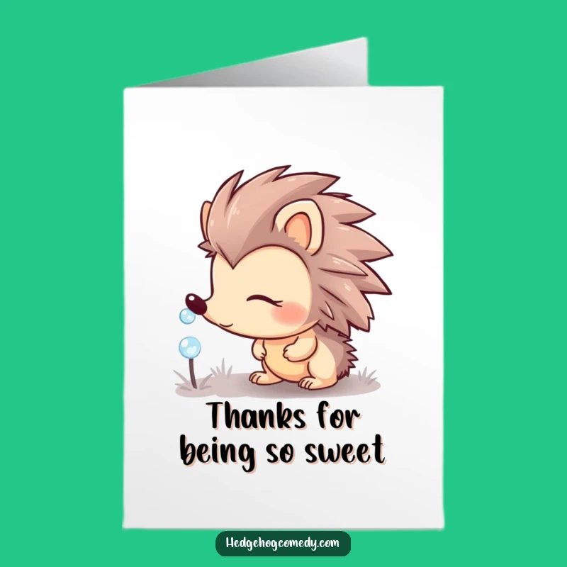 Free Printable Thank You Card: Hedgehog Dewdrop Thanks, Funny Downloadable Gift