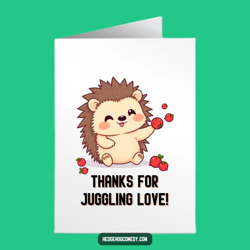Free Printable Thank You Card: Juggling Hedgehog Design, Perfect Downloadable Gift