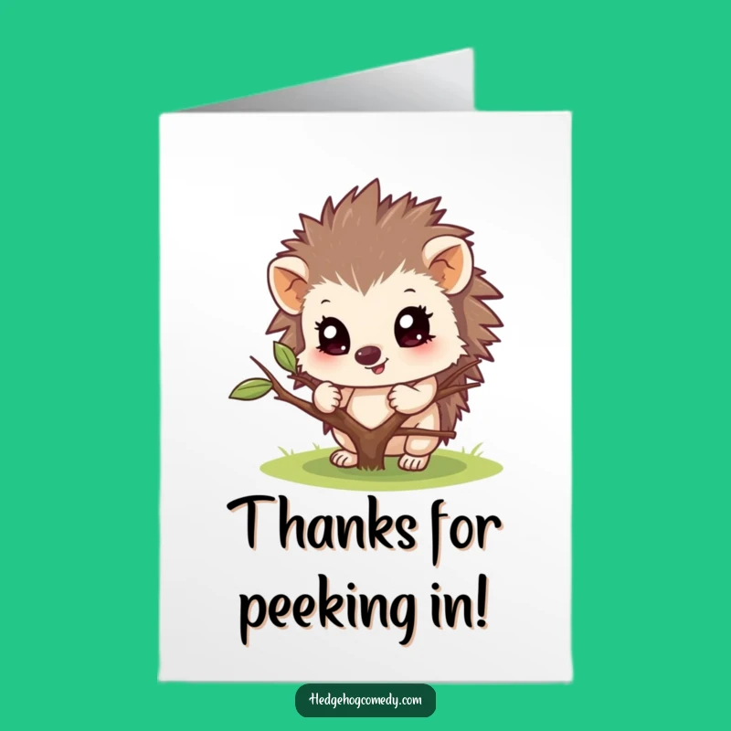 Free Printable Thank You Card: Hedgehog's Sweet Peek of Gratitude