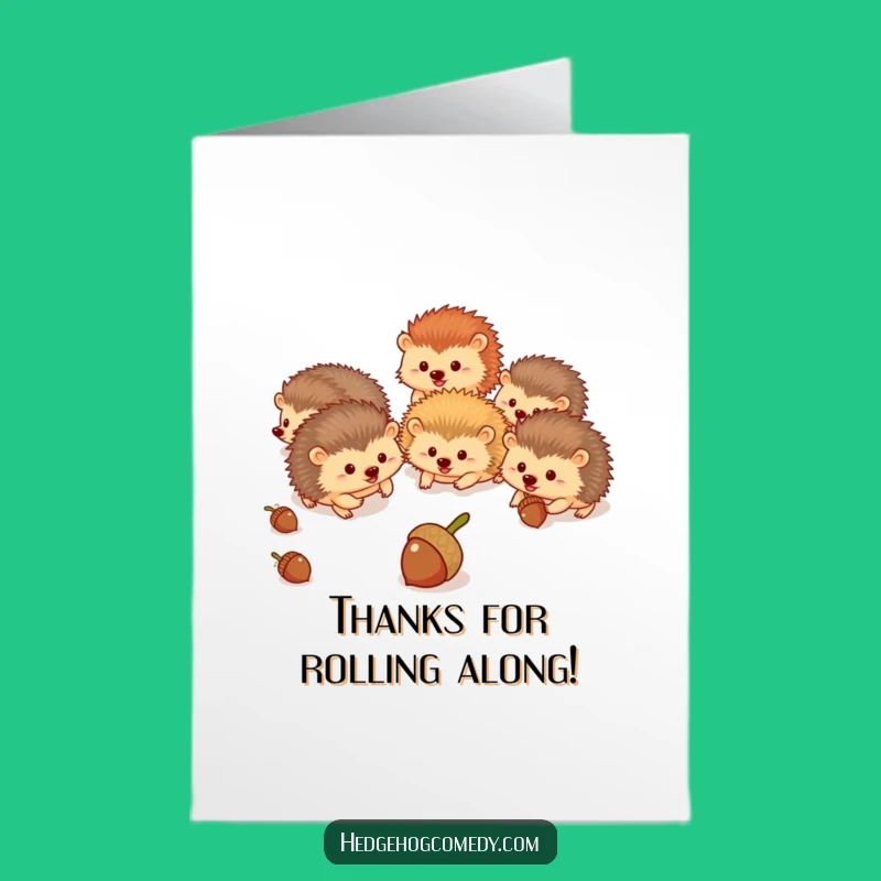 Free Printable Hedgehog Thank You Card: Funny Acorn Chase Appreciation Download