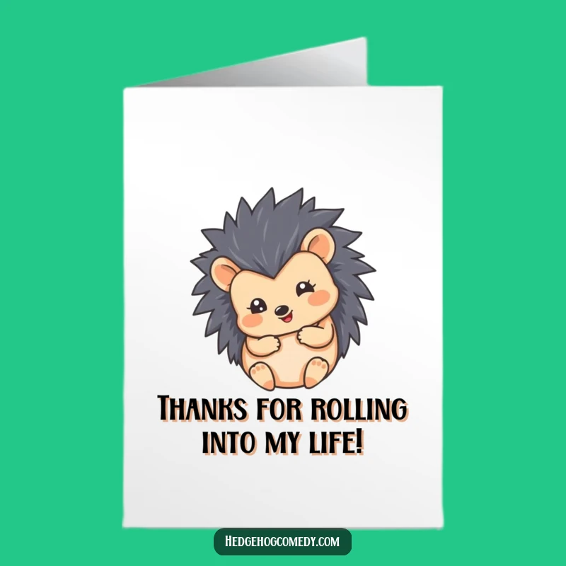 Free Printable Thank You Card: Happy Hedgehog Ball Cute Funny Downloadable