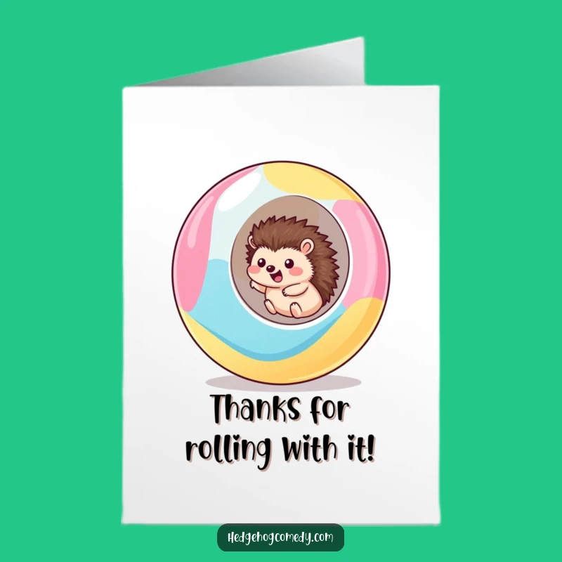 Free Printable Thank You Card: Rolling Hedgehog Thanks, Downloadable DIY Gift