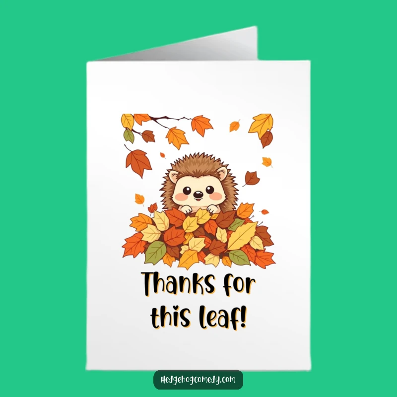 Free Printable Autumn Hedgehog Thank You Card: Cute Funny Downloadable Gift
