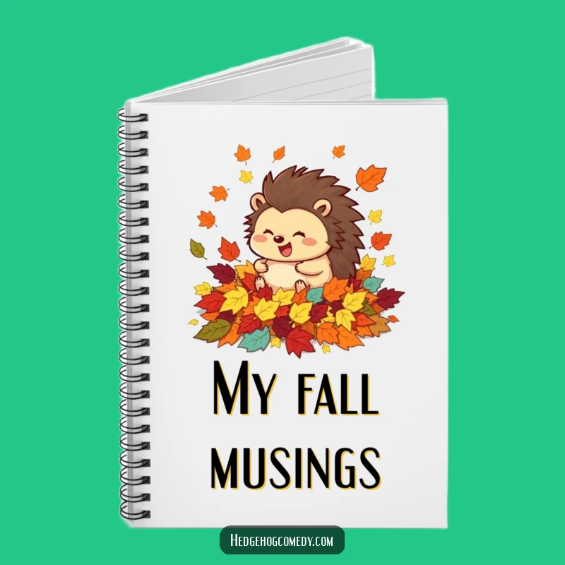 Funny Hedgehog Autumn Leaves Notebook - Rolling Prickly Journal/Diary
