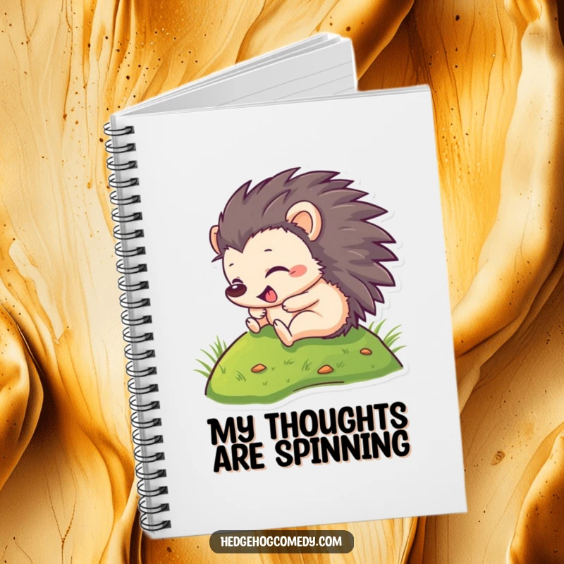 Funny Notebook: A happy hedgehog in motion down a grassy slope, ready to capture your brilliant ideas. Fun for notes.