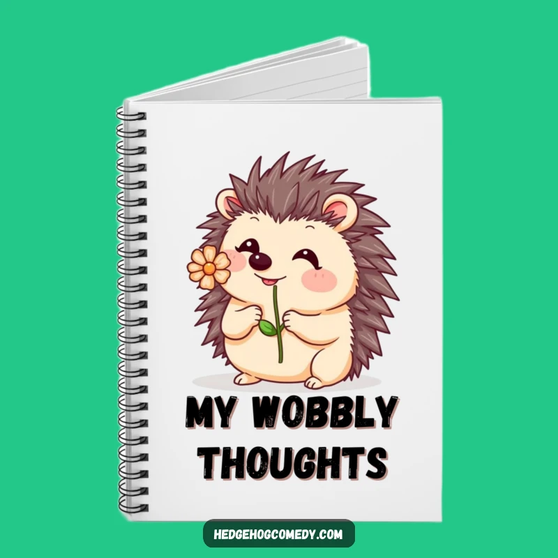 Funny Kawaii Hedgehog Flower Notebook: Wobbly Journal, Cute Cover, Notepad Funny Gift