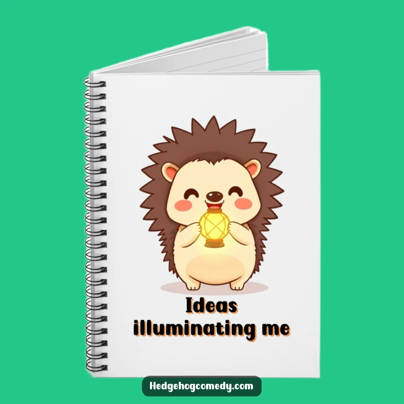 Funny Kawaii Hedgehog Lantern Notebook: Joyful Journal, Glowing Cover, Notepad Funny Gift