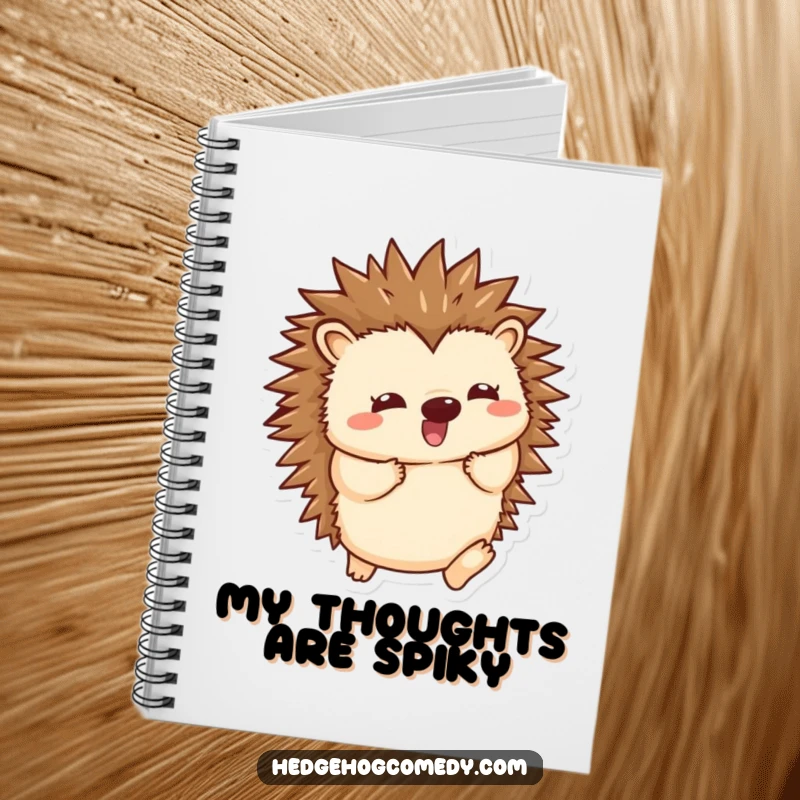 Funny Kawaii Hedgehog Notebook: Playful, energetic spine unfurl on cover, inspiring joyful thoughts. Ideal funny gift.