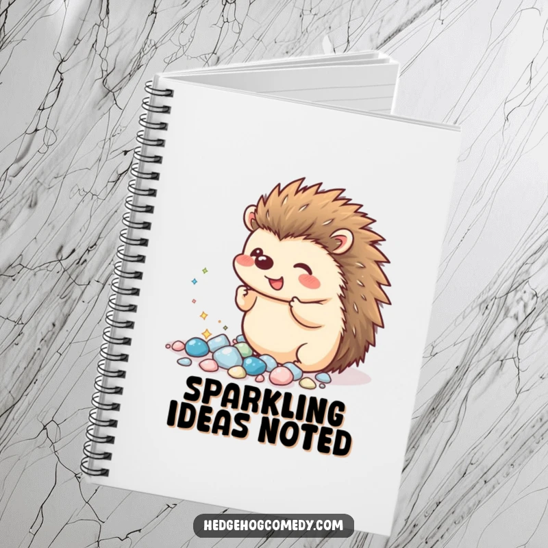 Funny Kawaii Hedgehog Notebook: An excited hedgehog displays tiny, sparkling pebbles on a cover designed for your notes and collections.