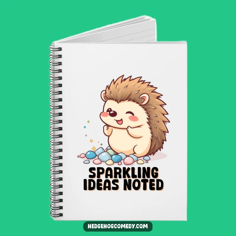 Funny Kawaii Hedgehog Pebble Notebook: Sparkling Journal, Treasure Collector, Notepad Funny Gift