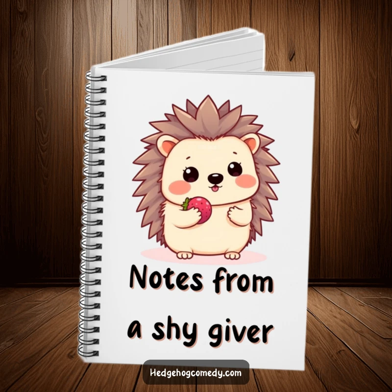 Funny Kawaii Hedgehog Notebook: The cover shows a shy hedgehog waving and offering a tiny berry on this cute journal.