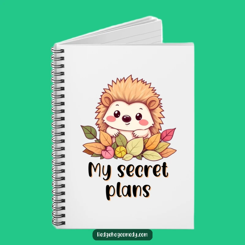 Funny Kawaii Peek-a-Boo Hedgehog Notebook: Leafy Journal Gift