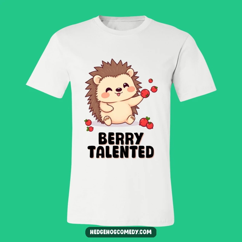 Funny Kawaii Hedgehog Berry Juggling T-Shirt - Hilarious Prickly Friend for Playful Fun Gift