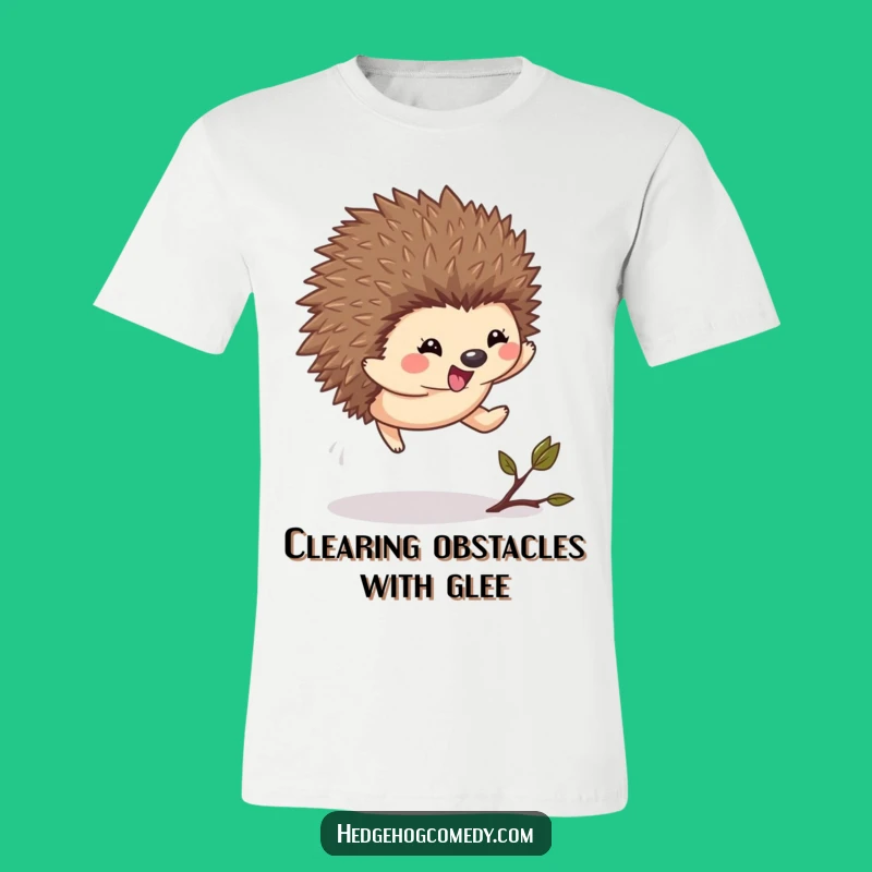 Funny Kawaii Hedgehog Leap T-Shirt - Excited Jump Graphic Tee Gift