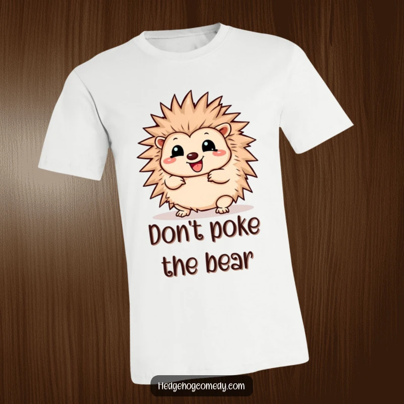 Funny T-Shirt featuring a cute Kawaii hedgehog joyfully wiggling and playfully extending its soft spines.