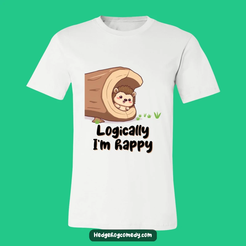 Funny Giggling Hedgehog Log T-Shirt - Whimsical Woodland Apparel Gift