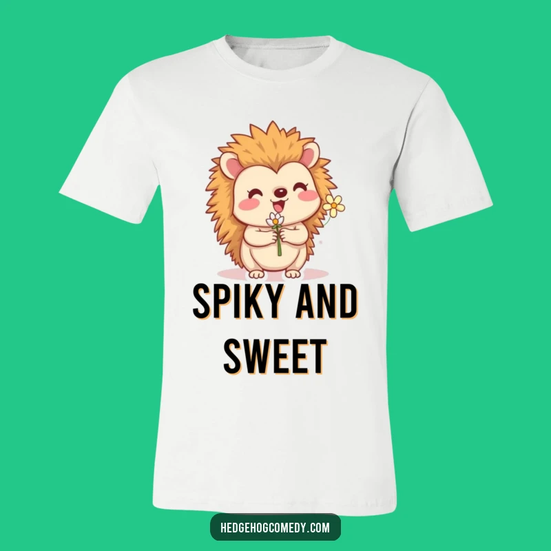 Funny Hedgehog Flower Tee: Wearable Humor and Cute Woodland Creature Design!