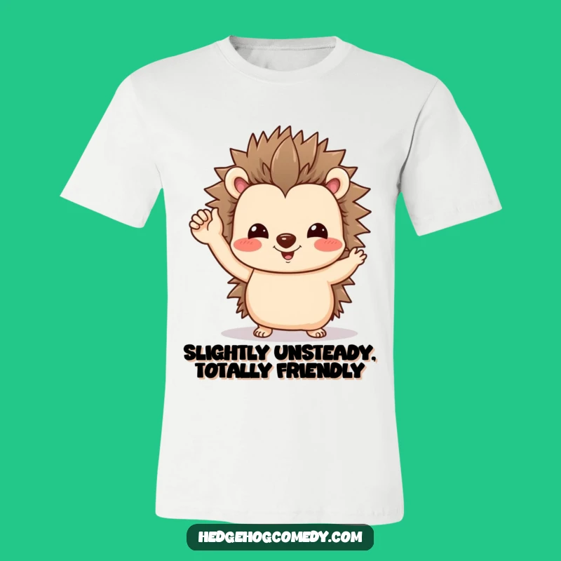 Funny Hedgehog Waving T-Shirt: Spread Smiles with This Cute Design!