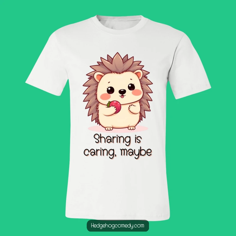Funny Kawaii Hedgehog Shy Wave T-Shirt - Cute Berry Offering Tee Gift