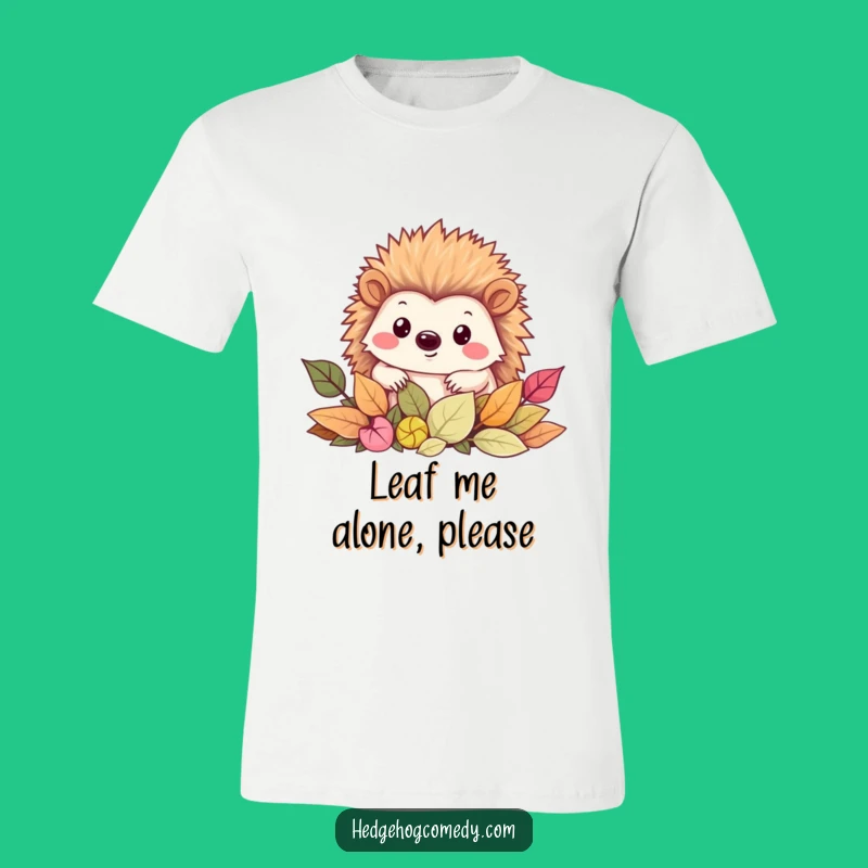 Funny Kawaii Peek-a-Boo Hedgehog T-Shirt: Autumn Leaf Tee Gift