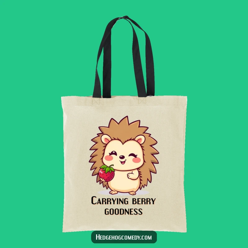 Funny Hedgehog Berry Tote Bag: Cute Character Shopping Bag Gift