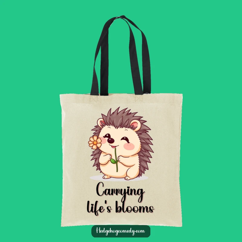Funny Kawaii Hedgehog Flower Tote Bag: Carry Your Charm, Wobbly Accessory, Humorous Gift