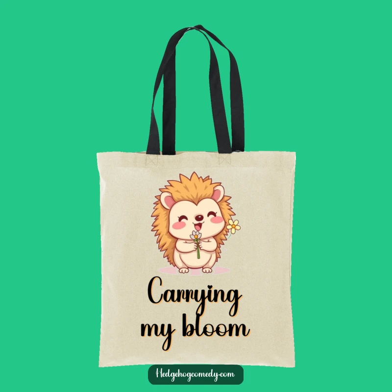 Funny Hedgehog Flower Tote Bag: Carry Your Essentials with Cute Woodland Humor!
