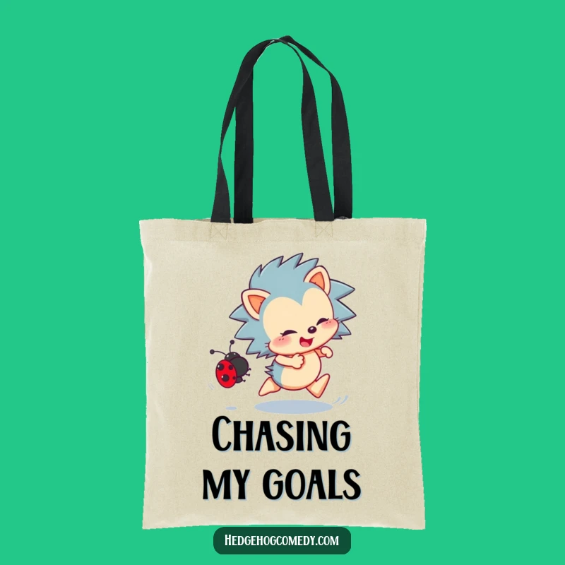 Funny Hedgehog Tote Bag: Enthusiastic Ladybug Chase, Adorable Accessory Gift