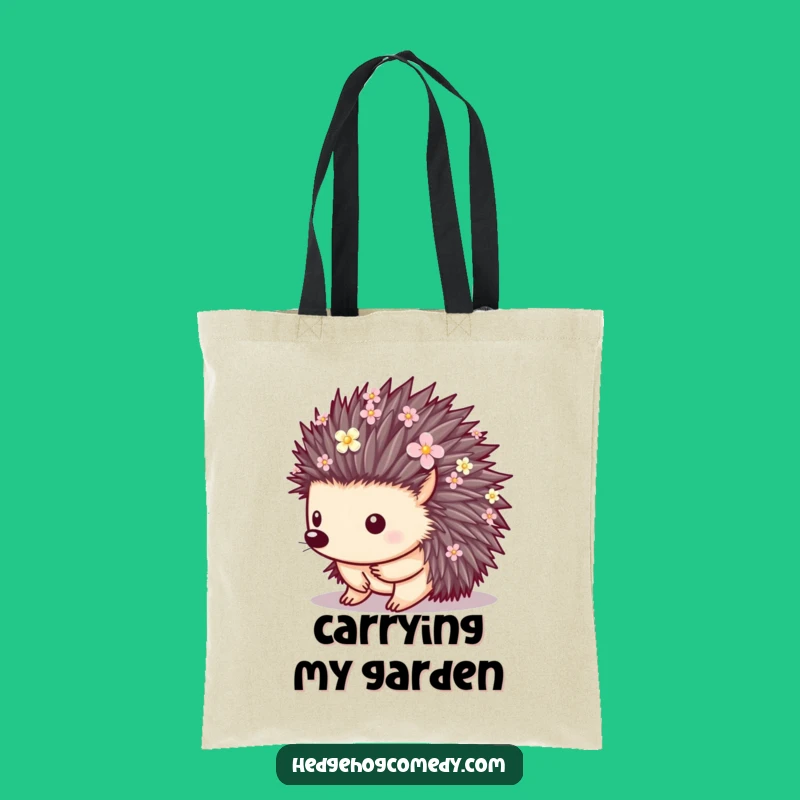 Funny Floral Hedgehog Tote Bag - Cute Nature Carryall Gift