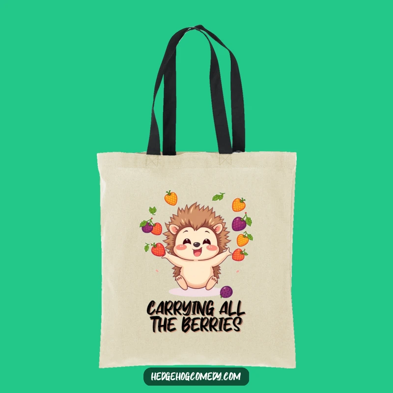 Funny Hedgehog Juggling Berries Tote Bag: Carry Your Fun!