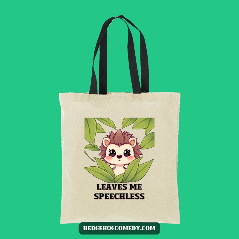 Funny Hedgehog Surprise Tote Bag: Hilarious Peeking Leaves Carryall, Perfect Eco Gift