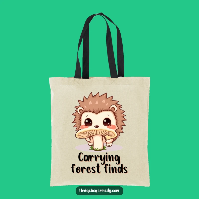 Funny Kawaii Curious Hedgehog Tote Bag: Forest Shopping Gift