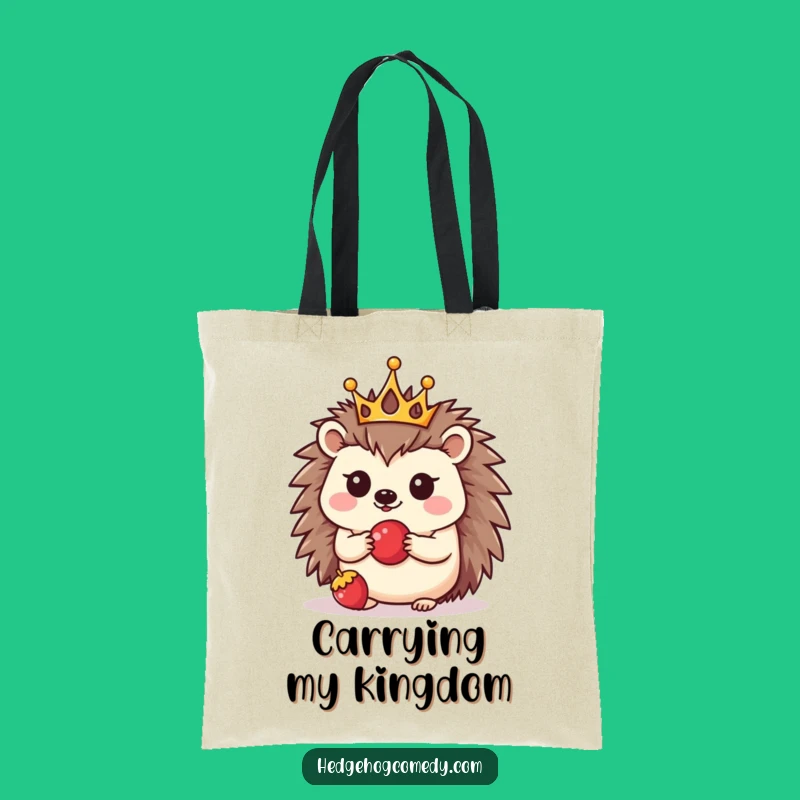 Funny Kawaii Hedgehog Crown Tote Bag: Carry Your Essentials with Cute Humor
