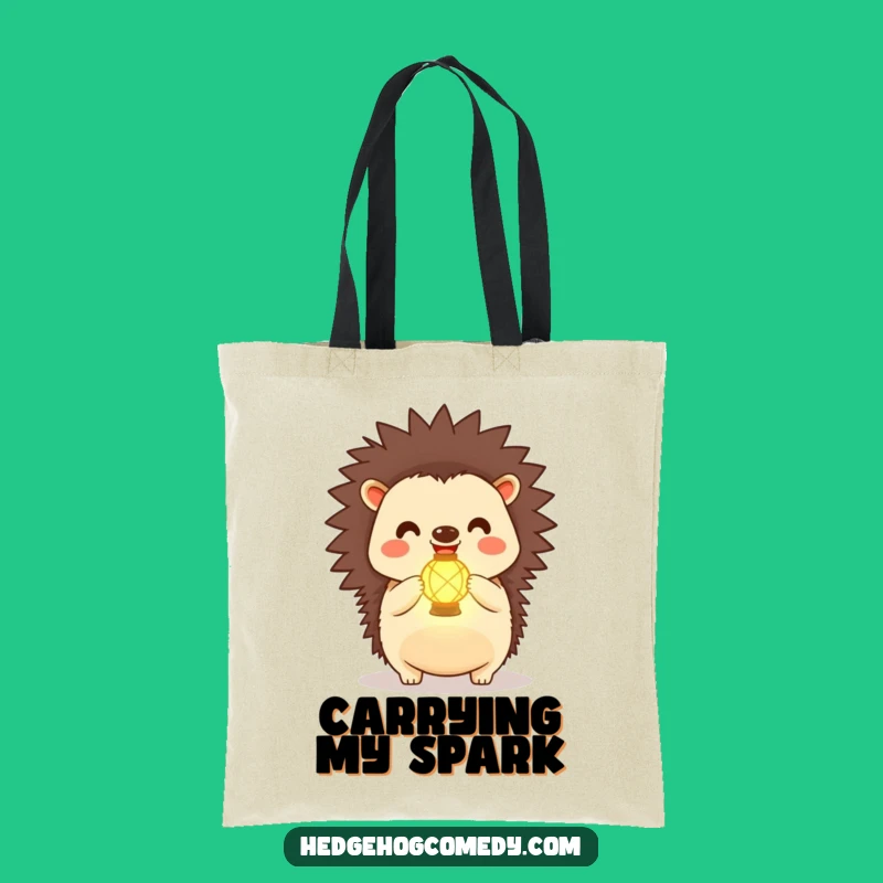 Funny Kawaii Hedgehog Lantern Tote Bag: Carry Joy, Glowing Accessory, Humorous Gift