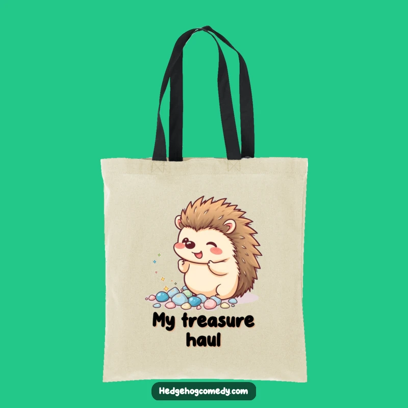 Funny Kawaii Hedgehog Pebble Tote Bag: Carry Your Finds, Sparkling Accessory, Humorous Gift