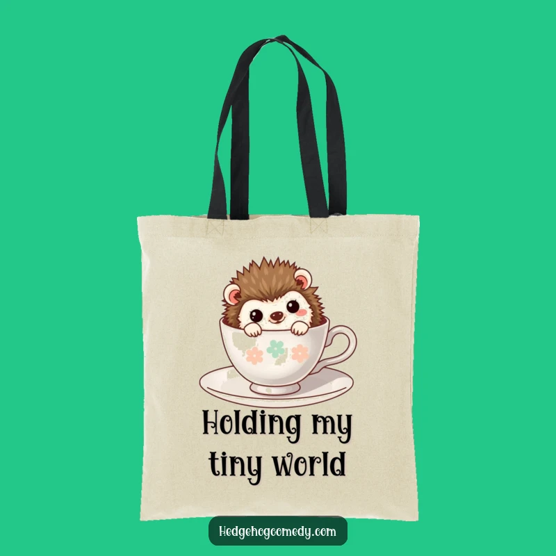 Funny Kawaii Hedgehog Tote Bag: Cute Teacup Companion, Stylish and Humorous Accessory