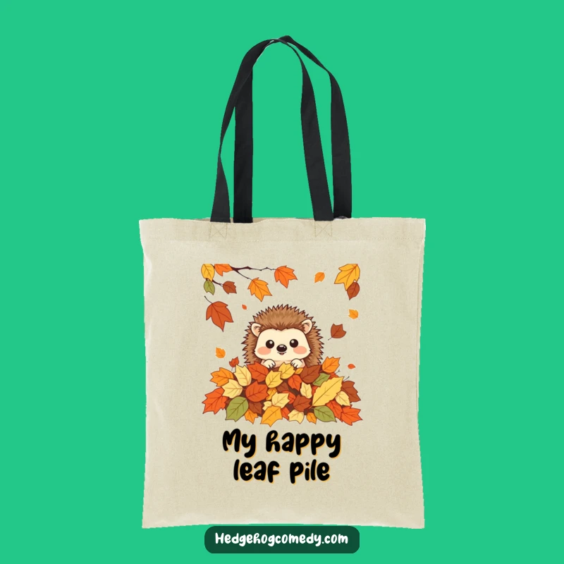 Funny Peeking Hedgehog Tote Bag: Autumn Kawaii Carryall, A Hilarious Gift for Leaf Peepers