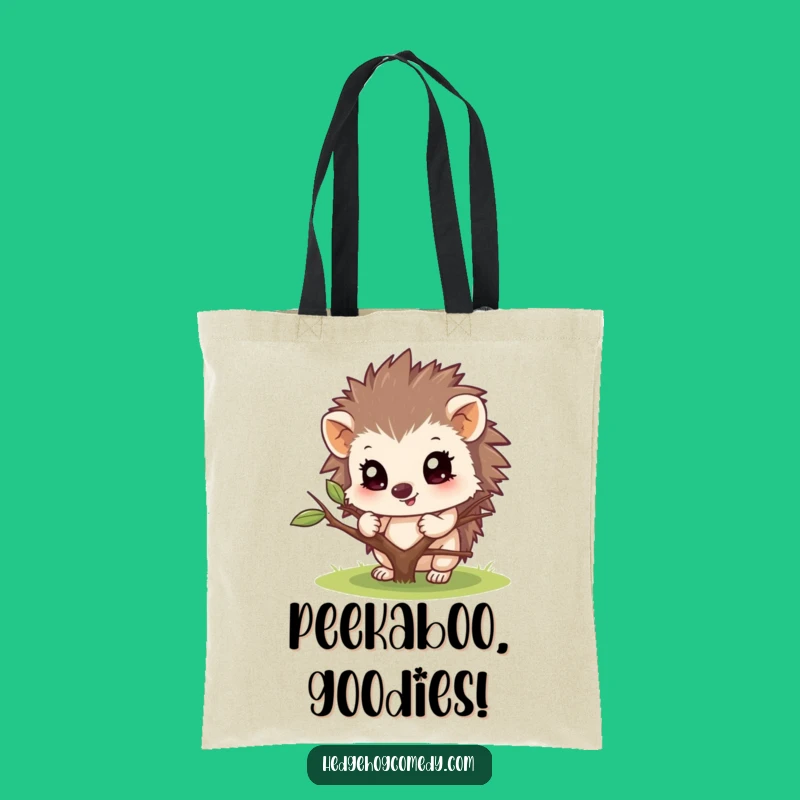 Funny Hedgehog Peeking Tote Bag: Carry Your Goods with Woodland Mischief!